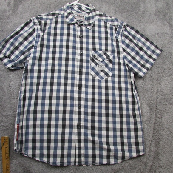 Marc Ecko Other - Marc Ecko Shirt Mens XL Blue Check Short Sleeve Button Front Casual Top